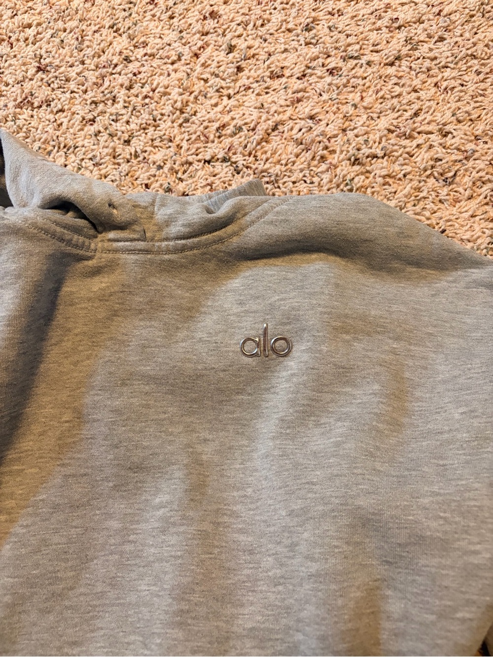 ALO Yoga Light Gray Hooded Sweatshirt - Picture 3 of 4